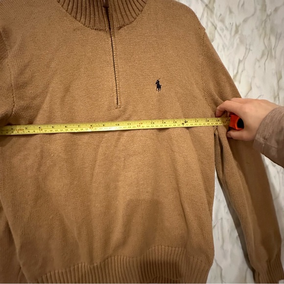 Ralph Lauren Polo small half zip knit pullover sweater brown 100% cotton men’s - Picture 6 of 7